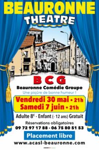 Lire la suite à propos de l’article CLUB DE BEAURONNE : SOIREES THEATRE les 30 mai et 7 juin à 21h00